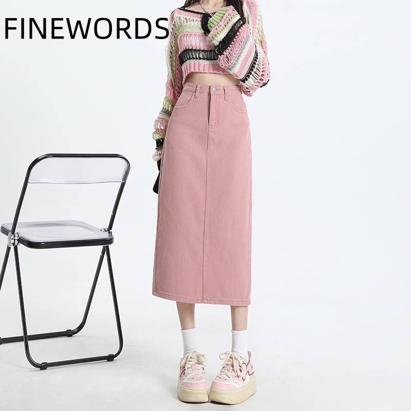 Denim Skirt Midi Vintage - Finewords vintage rosa denim saias longas