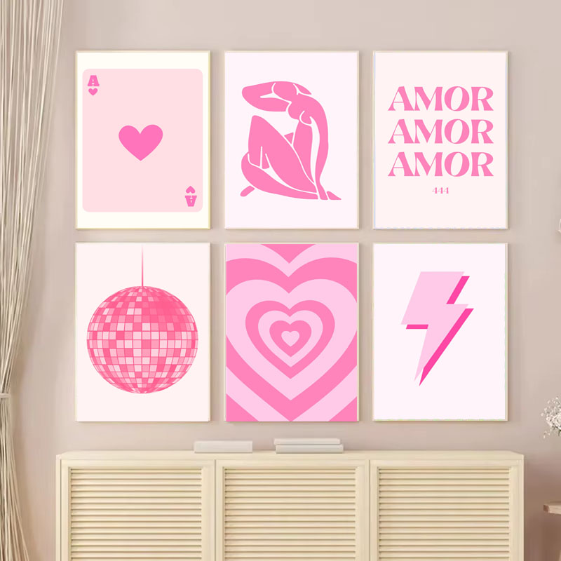 Vintage Fashion Prints For Wall - Pintura em Tela 1pc, Pôster Rosa