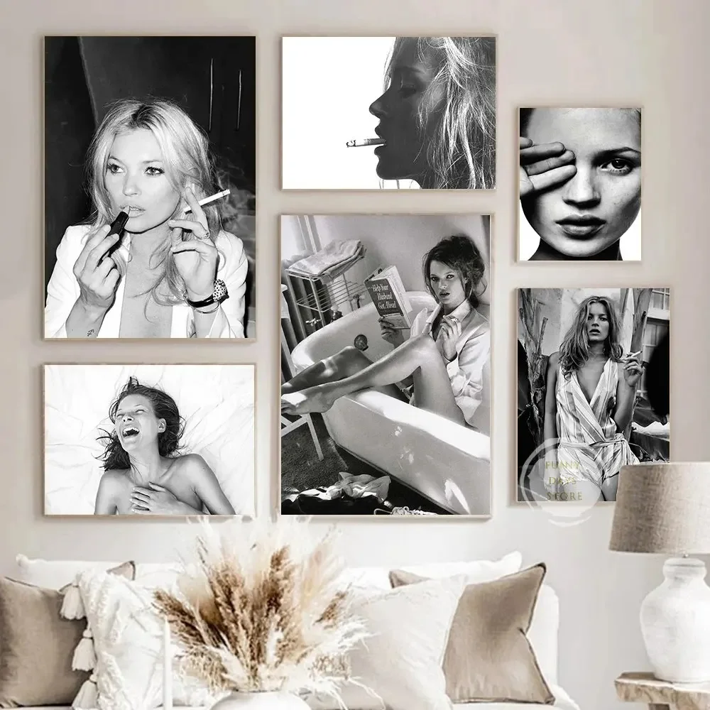 Vintage Fashion Prints For Wall - Vintage sexy supermodelo kate musgo cartaz