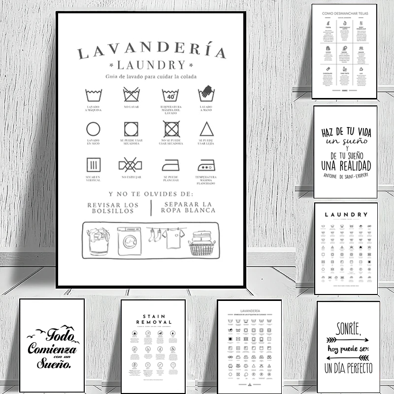 Vintage Fashion Illustrations - Espanhol Símbolos de Lavandería Lavanderia Fotos