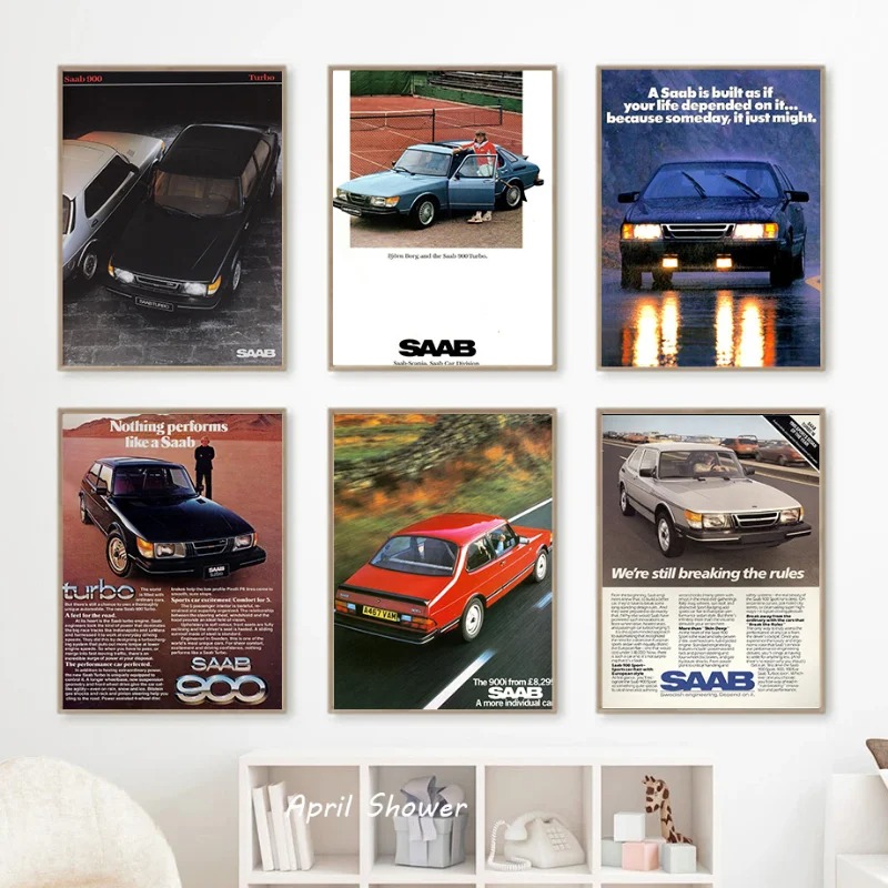 Vintage Fashion Prints For Wall - Clássico vintage saab 900 turbo carros