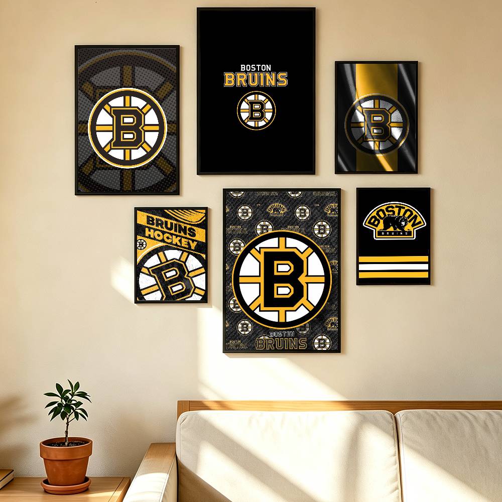 Vintage Fashion Prints For Wall - Pôster Estiloso Boston B-Bruins, Adesivo de