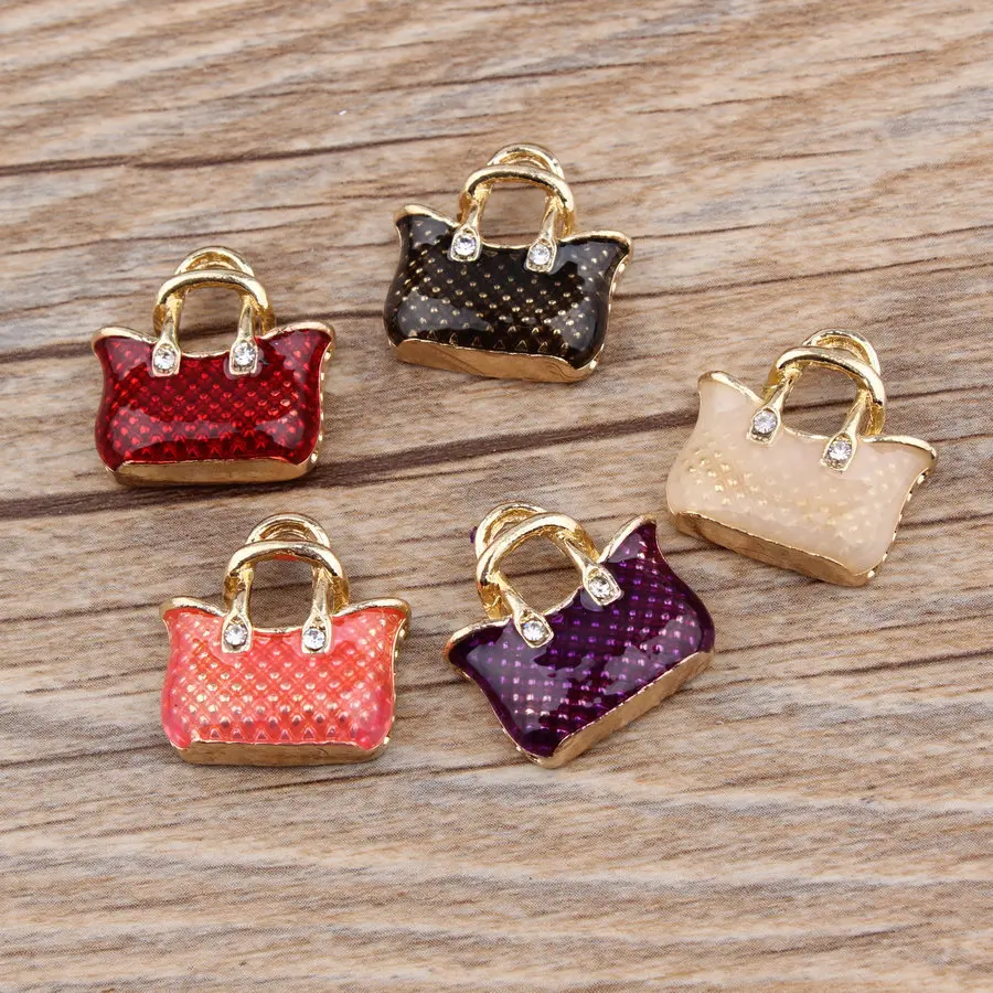 Vintage Fashion Ornaments - Vintage Metal Enamel Handbag Charms, DIY,