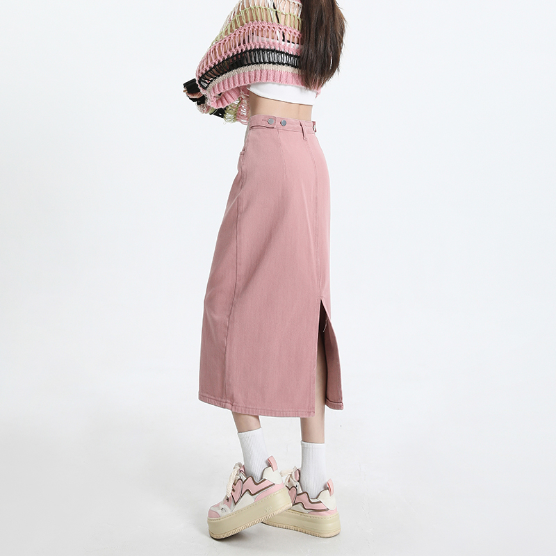 Finewords vintage rosa denim s - Denim Skirt Midi Vintage avaliação e preço