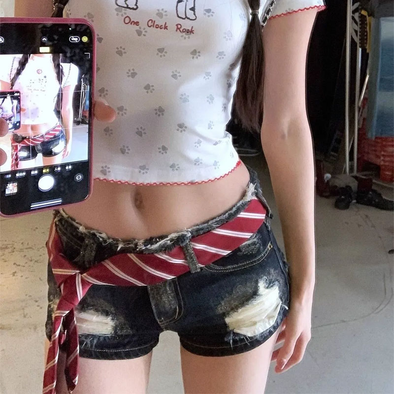 Novos Shorts Jeans Femininos A - Vintage Queer Fashion avaliação e preço