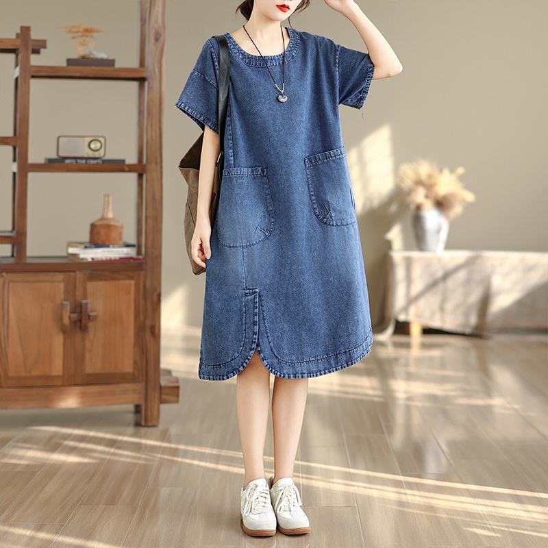 Vestido Midi Plus Size de Alta - Denim Skirt Midi Vintage avaliação e preço