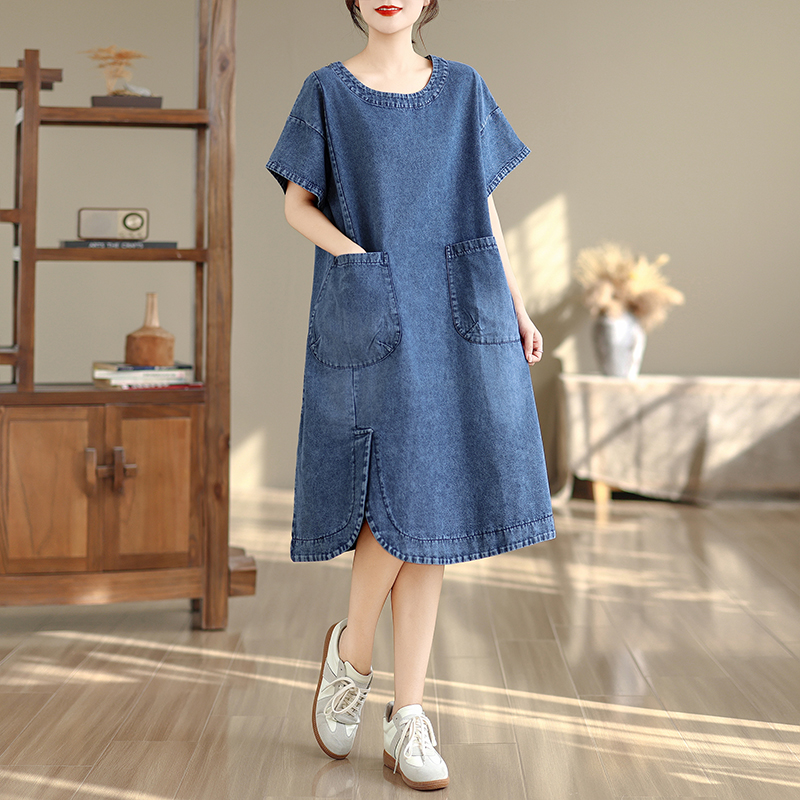 Vestido Midi Plus Size de Alta - Denim Skirt Midi Vintage avaliação e preço