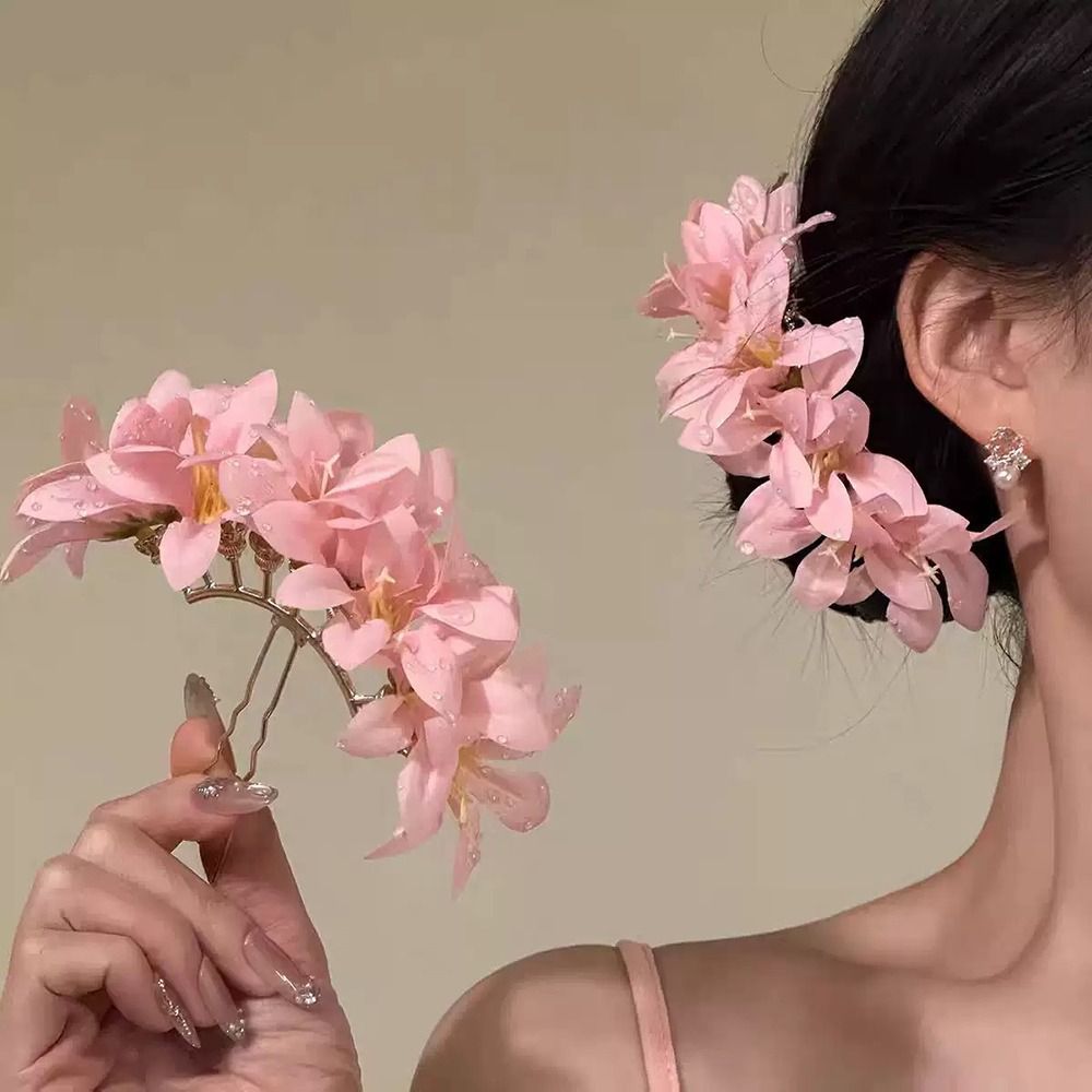 Grampo de Cabelo Flor Rosa Ver - Vintage Fashion Ornaments avaliação e preço