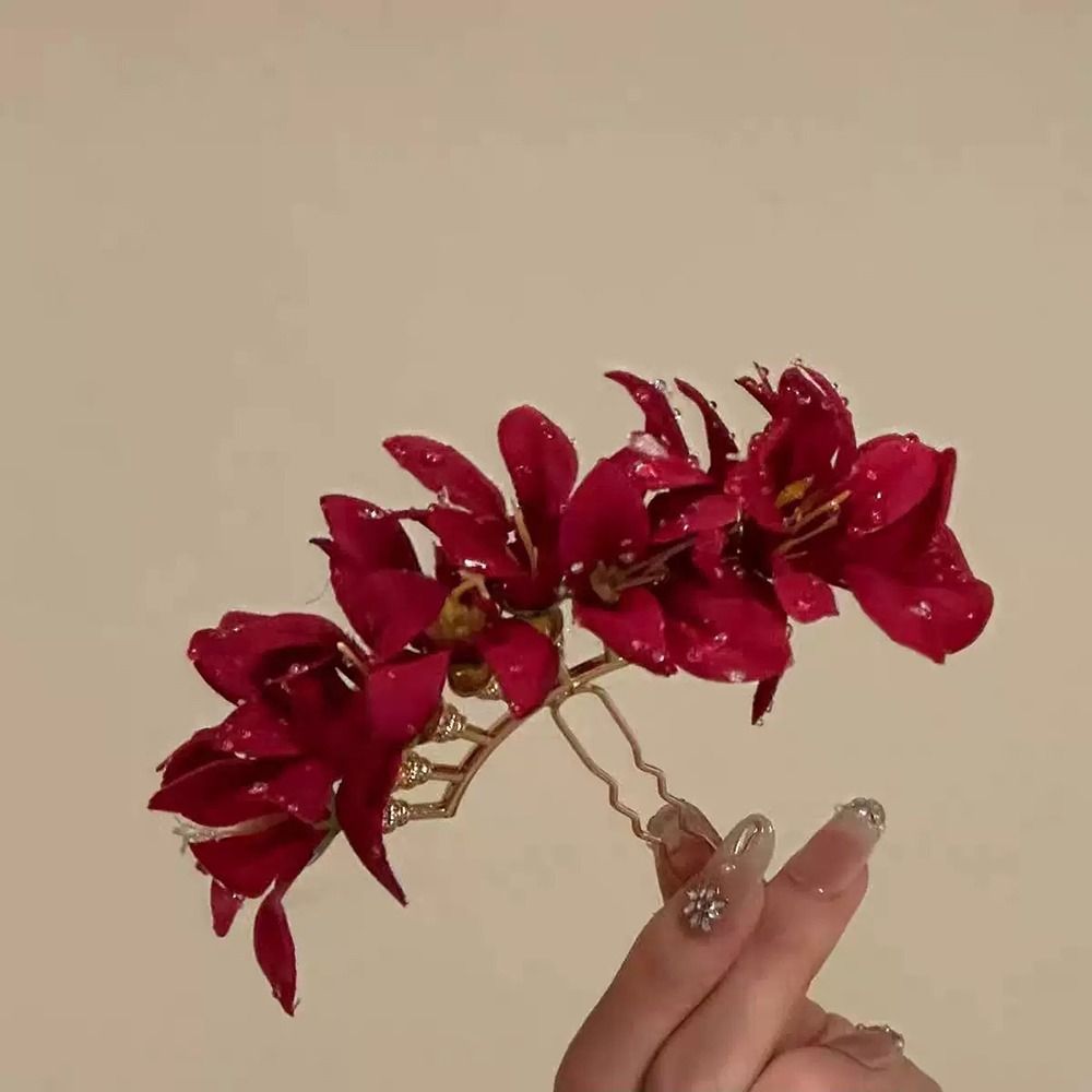 Grampo de Cabelo Flor Rosa Ver - Vintage Fashion Ornaments avaliação e preço