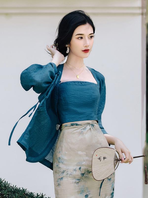 Conjunto de Saia e Cardigã Abe - Vintage Fashion In Chinese avaliação e preço