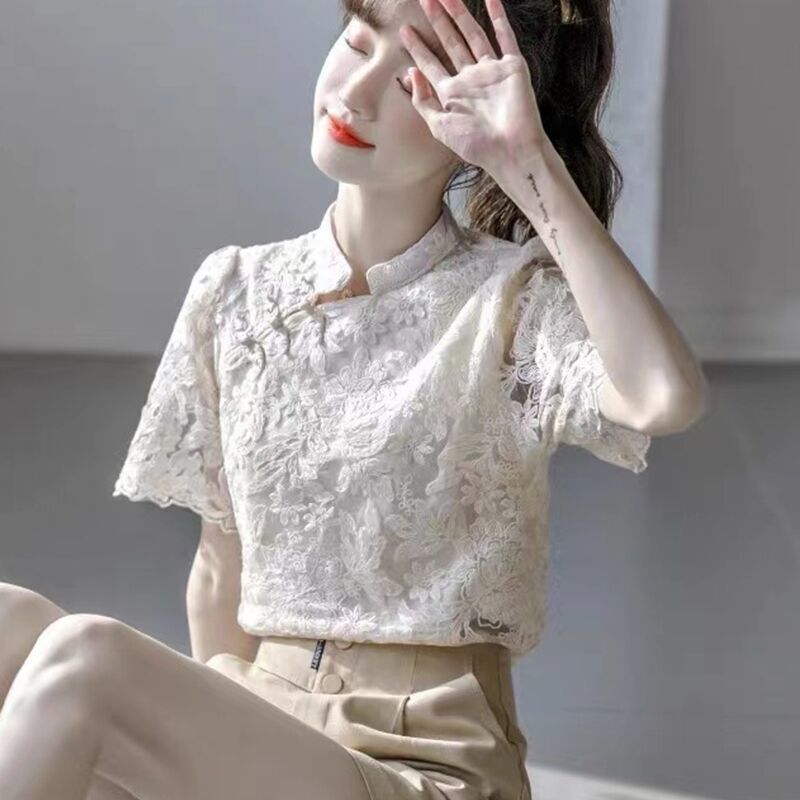 Blusas de manga curta de renda - Vintage Fashion In Chinese avaliação e preço