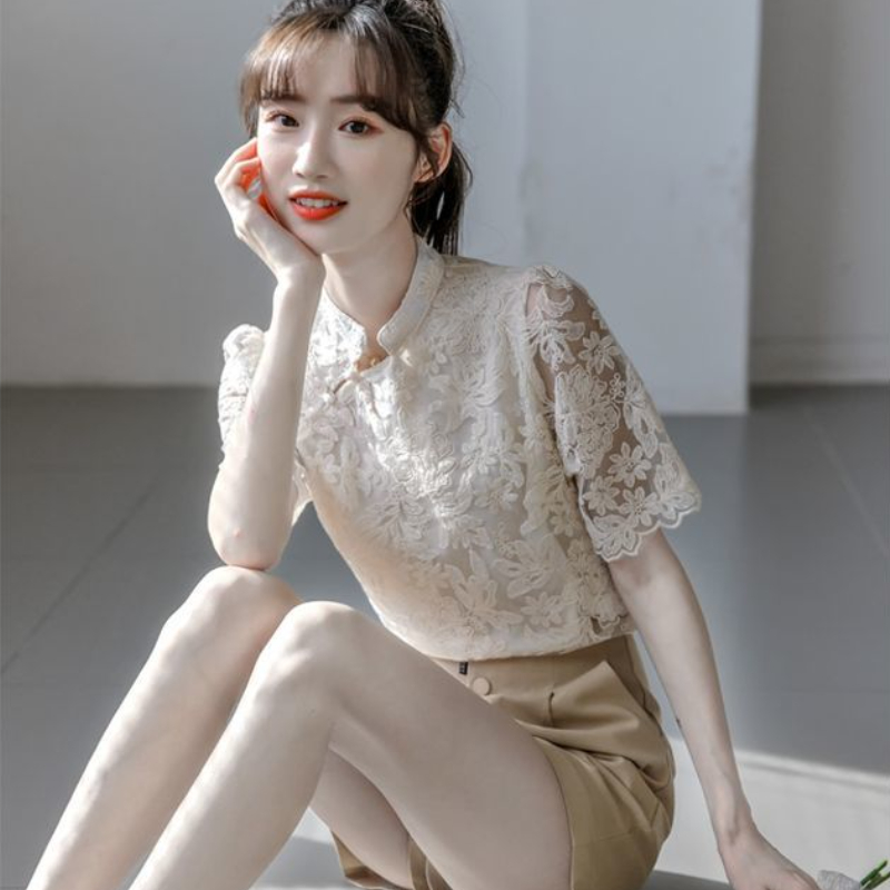 Blusas de manga curta de renda - Vintage Fashion In Chinese avaliação e preço