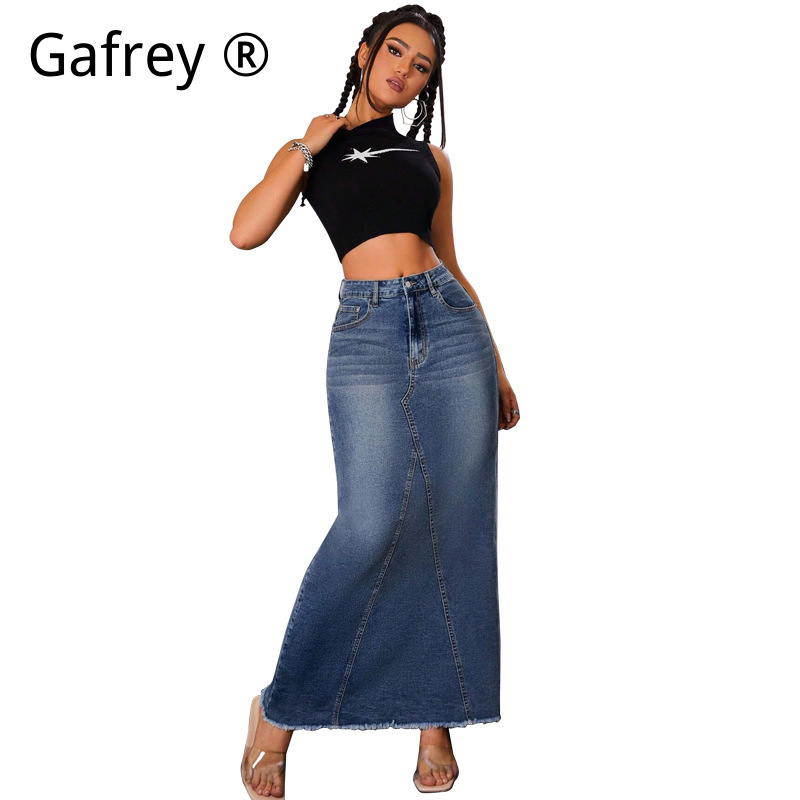 Saia Midi Jeans Feminina de Ci - Denim Skirt Midi Vintage avaliação e preço