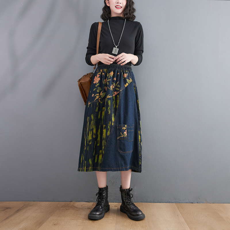 Saia Midi Jeans Feminina Plus  - Denim Skirt Midi Vintage avaliação e preço