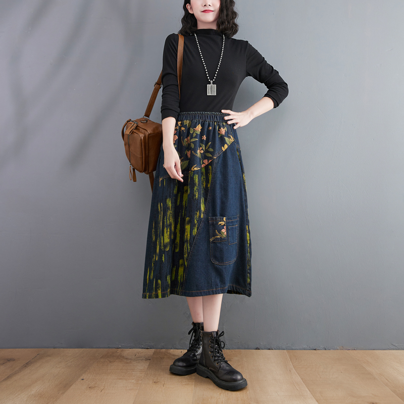 Saia Midi Jeans Feminina Plus  - Denim Skirt Midi Vintage avaliação e preço