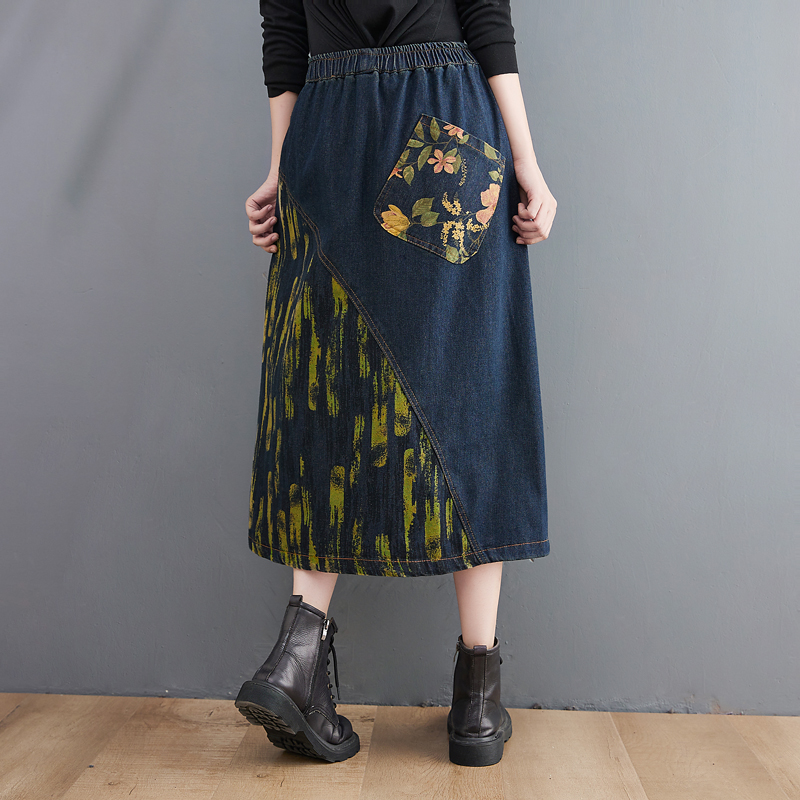 Saia Midi Jeans Feminina Plus  - Denim Skirt Midi Vintage avaliação e preço