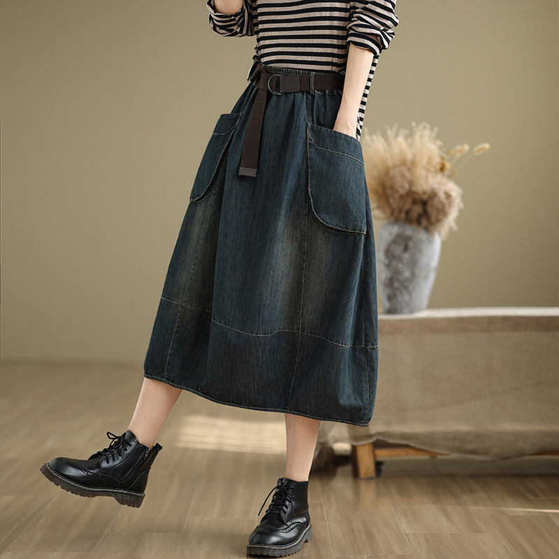 Saia Jeans Feminina Tamanho Gr - Denim Skirt Midi Vintage avaliação e preço