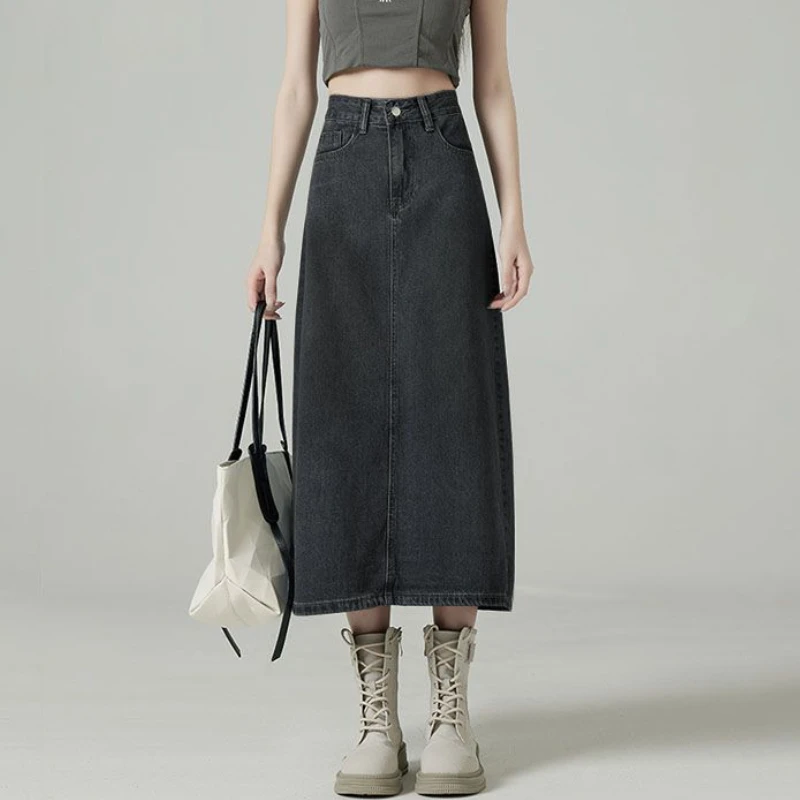 Saias jeans femininas midi bac - Denim Skirt Midi Vintage avaliação e preço