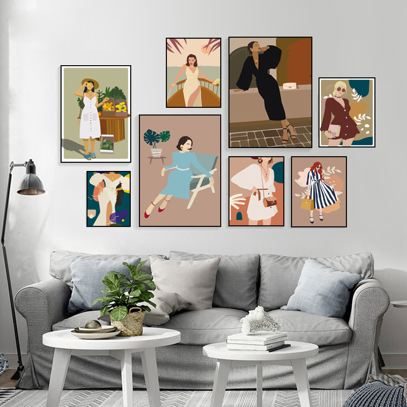 Pintura abstrata em tela vinta - Vintage Fashion Prints For Wall avaliação e preço