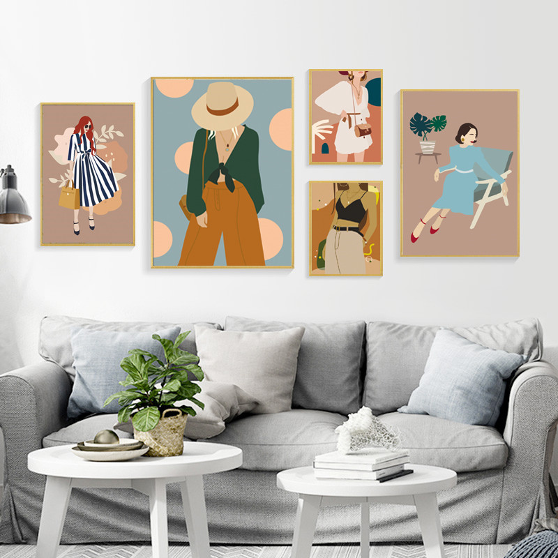Pintura abstrata em tela vinta - Vintage Fashion Prints For Wall avaliação e preço