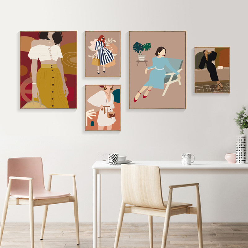 Pintura abstrata em tela vinta - Vintage Fashion Prints For Wall avaliação e preço