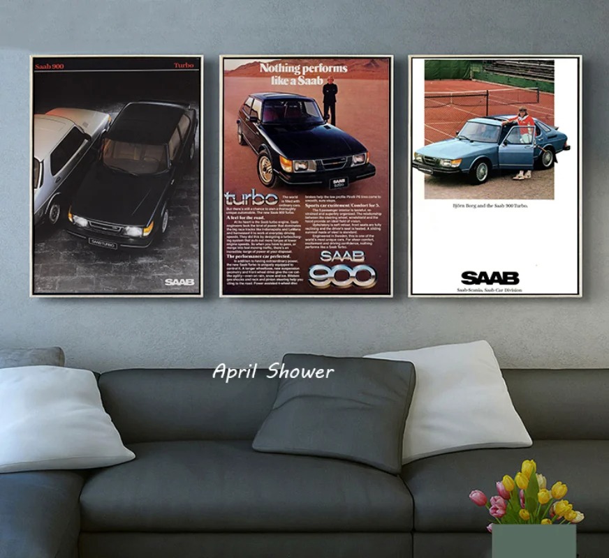 Clássico vintage saab 900 turb - Vintage Fashion Prints For Wall avaliação e preço