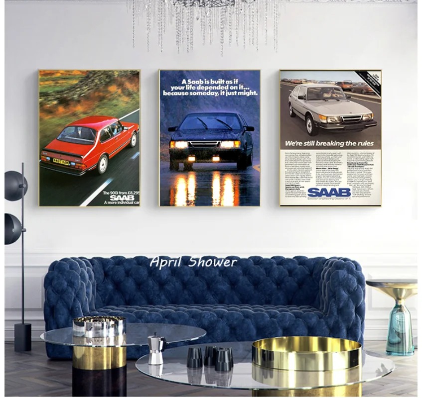 Clássico vintage saab 900 turb - Vintage Fashion Prints For Wall avaliação e preço
