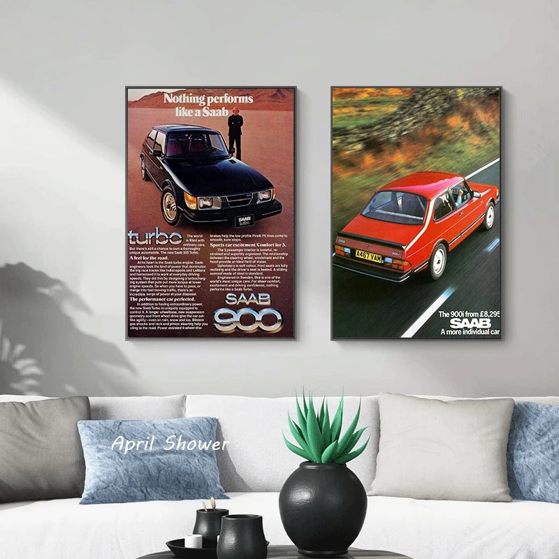 Clássico vintage saab 900 turb - Vintage Fashion Prints For Wall avaliação e preço