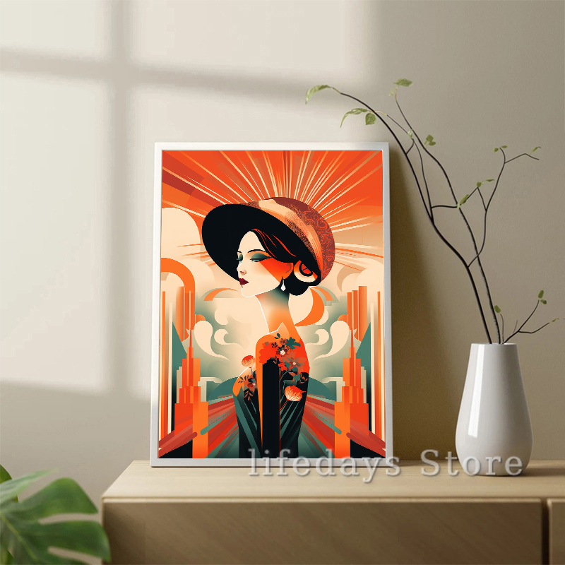 Vintage art deco feminino retr - Vintage Fashion Prints For Wall avaliação e preço