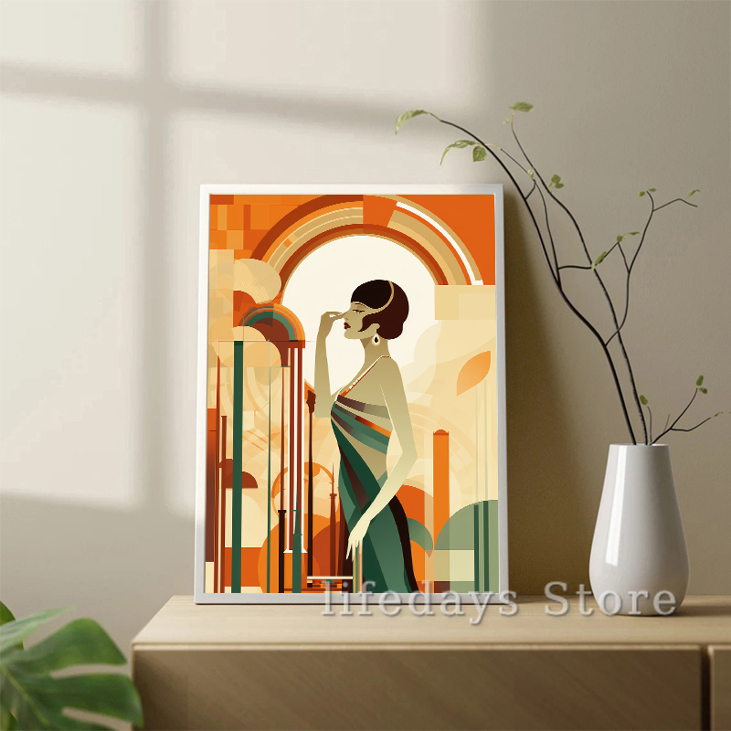 Vintage art deco feminino retr - Vintage Fashion Prints For Wall avaliação e preço